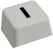 Clickable arctic white keycap with the letter I inlaid in jet black