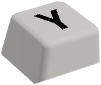 Clickable arctic white keycap with the letter Y inlaid in jet black